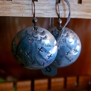 Sterling silver Concho earrings